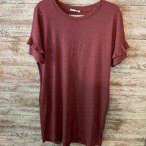 Ruffled t shirt dress with pockets